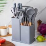 Kitchen Cooking Utensils & Knife Set with Block, Holder & Cutting Board 19 Piece Set