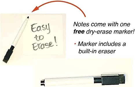 Antvio Dry Erase Sticky Notes for Wall 4x4 inch Pack of 12 with 1 Free Marker Pen