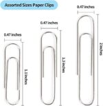 700 Paper Clips,Medium and Jumbo Size, (28 mm,33mm,50 mm) (Silver)