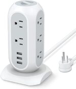 Tower Power Strip with 11 Outlets 3 USB Chargers