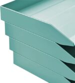 Acrimet Stackable Letter Tray 4 Tier Side Load Plastic Desktop File Organizer (Solid Green Color)