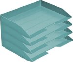 Acrimet Stackable Letter Tray 4 Tier Side Load Plastic Desktop File Organizer (Solid Green Color)