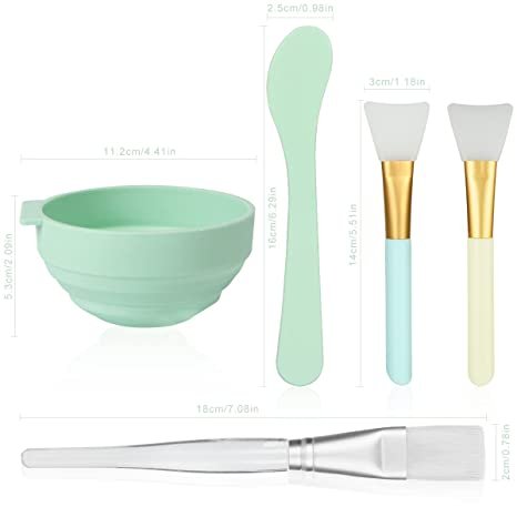 Face Mask Mixing Bowl Set, Plazuria 5 in 1 DIY Facemask Mixing Tool Kit