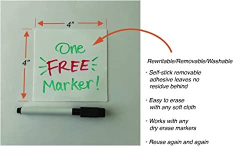 Antvio Dry Erase Sticky Notes for Wall 4x4 inch Pack of 12 with 1 Free Marker Pen