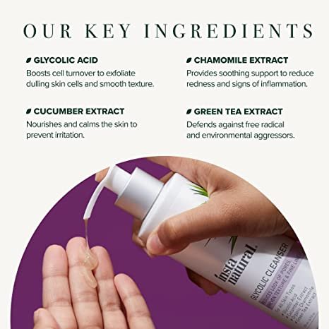 InstaNatural Glycolic Acid Cleanser With Vitamin E and Lactic Acid