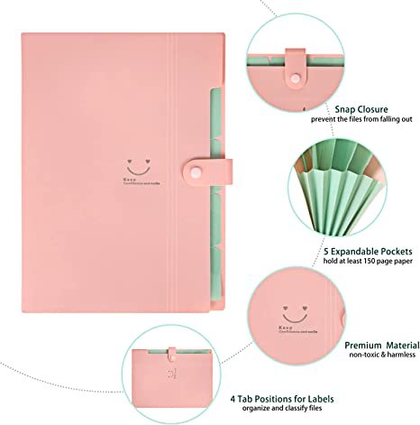 EOOUT 10pcs Expanding File Folders, A4 Letter Size Plastic Accordion