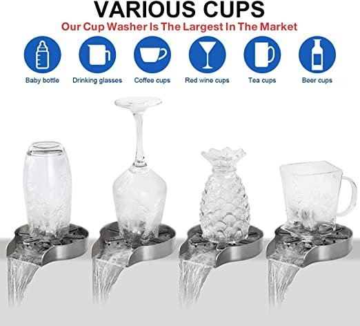 Metal Glass Washer For Kitchen Sink,360 Rotate sprayer