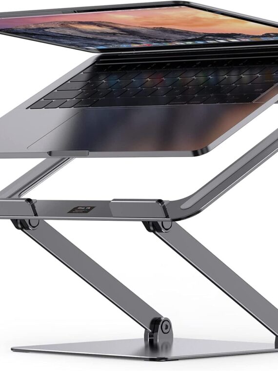 Almoz Laptop Stand, Aluminum Computer Riser, Compatible with All Laptop 10-17.3 Inches, Space Grey