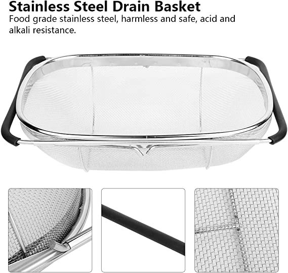 Drainer Filter, Nofaner Stainless Steel Collapsible Kitchen Sink Drain Basket Rack