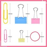 Sopito 300pcs Colored Office Clips Set with Paper Clamps Paperclips Rubber Bands for Office and School Supplies, Assorted Sizes