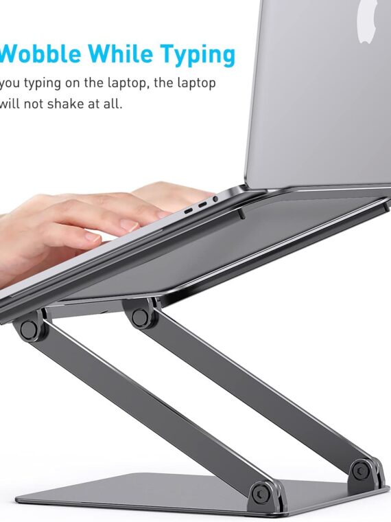 Almoz Laptop Stand, Aluminum Computer Riser, Compatible with All Laptop 10-17.3 Inches, Space Grey