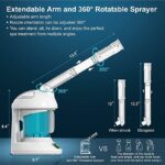 Facial Steamer - DENFANY Nano Ionic Face Steamer with Extendable 360° Rotatable Arm  (Blue)