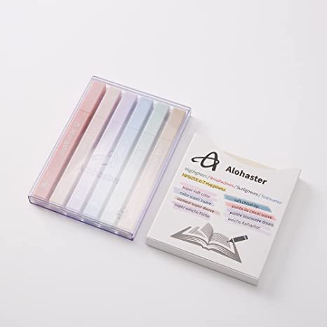 Alohaster HPSIZEE Aesthetic Cute Highlighters Mild Assorted Colors With Soft Chisel Tip