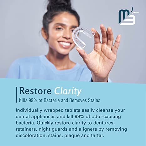 Retainer Cleaner Tablets - Remove Odors Discoloration Stains and Plaque - Fresh Mint 120 Pack
