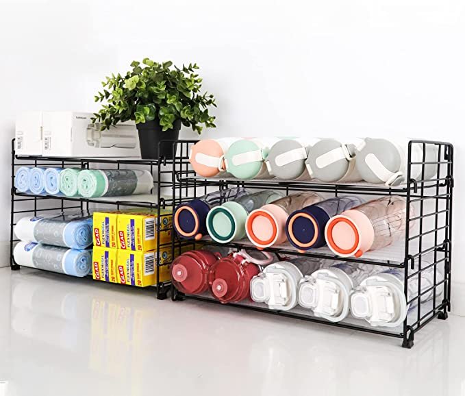 Vidor Adjustable Water Bottle Organizer Storage,3-Tier Wall-Mounted Water Bottle Storage Rack