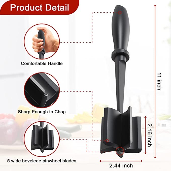 Meat Chopper, Hamburger Chopper, Premium Heat Resistant Masher and Smasher for Hamburger Meat
