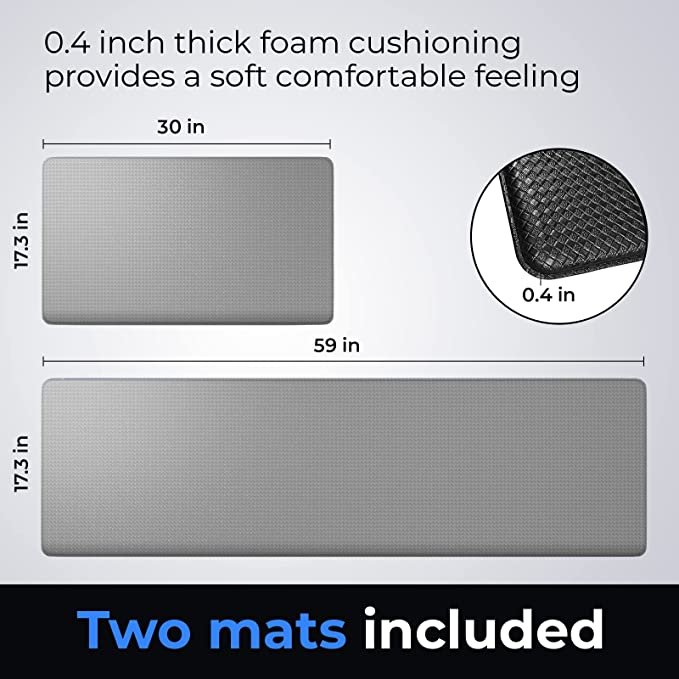 Homergy Anti Fatigue Kitchen Mats for Floor 2 Piece Set