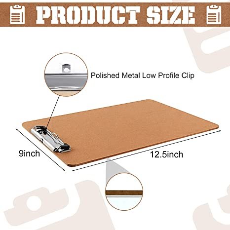 PANDRI 36 Pack Hardboard Office Clipboards