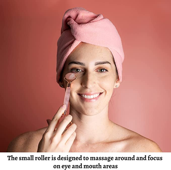 Pink Jade Roller and Gua Sha Set. Jade Roller For Face Real Jade 100% Jade Stone Roller. Warm Facial Massager or Ice Roller