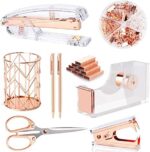 Famassi Rose Gold Desk Accessories，Office Supplies Set