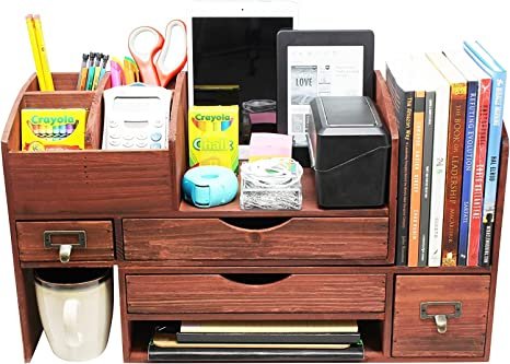 Executive Office Solutions Wood Storage Shelf Rack For Office Supplies, Desk Accessories, or Mail – Cherry