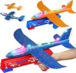 TOYFIT 2 Pack LED Light Airplane Launcher Toy Set