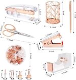 Famassi Rose Gold Desk Accessories，Office Supplies Set