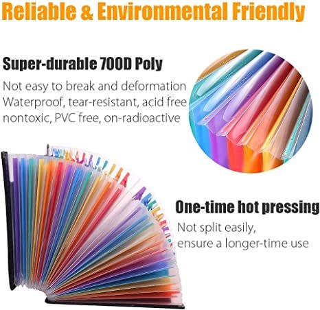 Expanding File Folders,  Office Supplies, Desk Organization, Letter Size, 24 Pockets