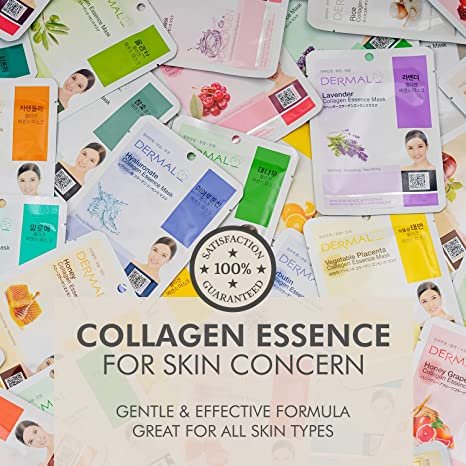 DERMAL 39 Combo Pack Collagen Essence Full Face Facial Mask Sheet. Nature made Freshly packed Korean Face Mask