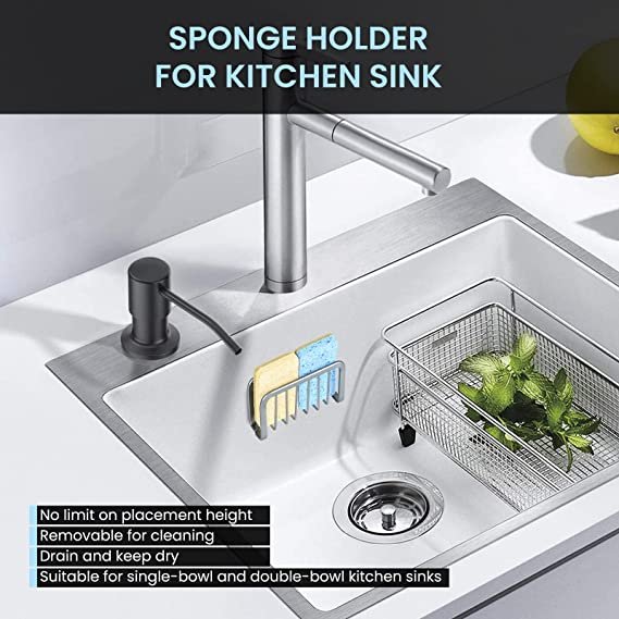 Goodbuy Sponge Holder for Kitchen Sink, Bathroom 5.9" x 2" x 3.3" Grey