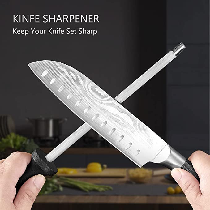 Kitchen Knife Set with Block - 24 pcs Home Essentials High Carbon German Stainless Steel Knives Set