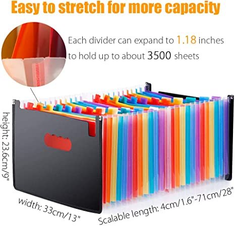 Expanding File Folders,  Office Supplies, Desk Organization, Letter Size, 24 Pockets