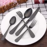 Bysta 20-Piece Stainless Steel Flatware Set, Matte Black Silverware Set