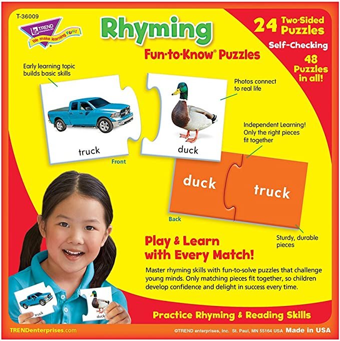 TREND ENTERPRISES: Fun-to-Know Puzzles: Rhyming, Learn Words
