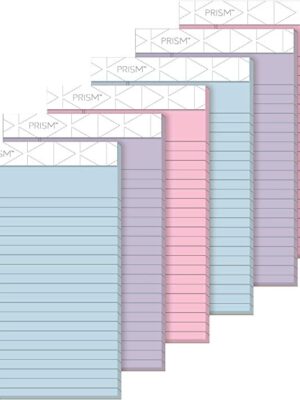 TOPS Prism+ Writing Pads, 5x 8, Perforated, Pink, Orchid, Blue, 50 Sheets, 6 Pack (63016)