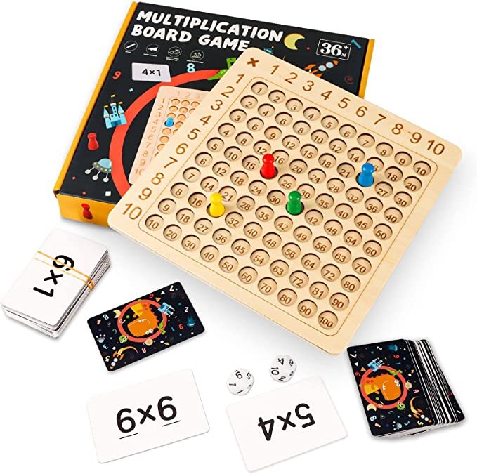 Vingtank Wooden Math Multiplication Board , Wooden Math Blocks for Toddlers Ages 3+