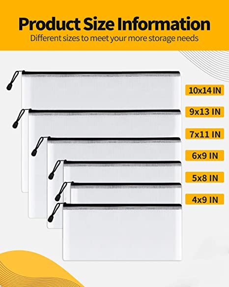 SUNEE Multisize Zipper Pouches(6 Colors, 21 Packs)