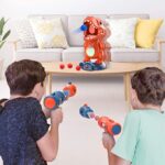Movable Dinosaur Shooting Toys for Kids Target Shooting Games with 2 Air Pump Gun