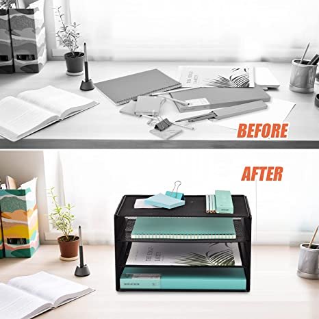 EASEPRES Paper Organizer Tray, 3 Tier , Black
