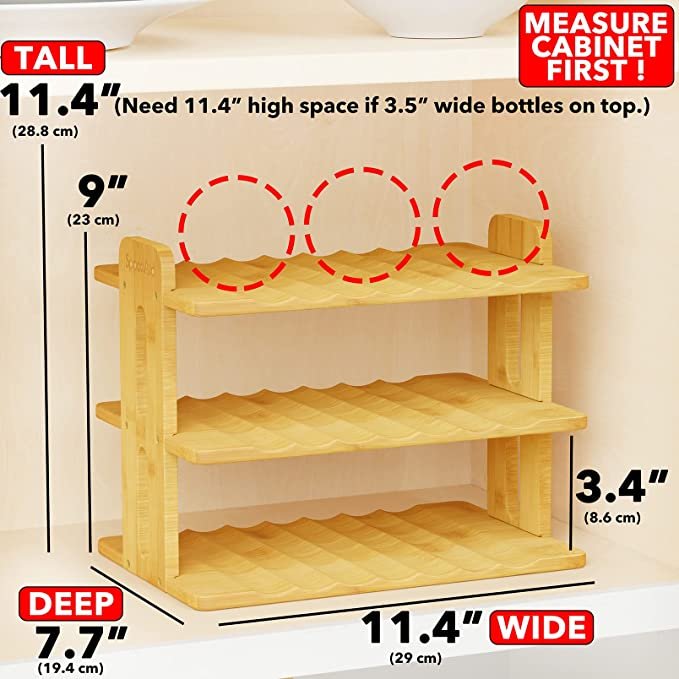 SpaceAid Bamboo Water Bottle Organizer with Labels