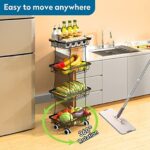 Fruit Basket for Kitchen,4 Tier Stackable Fruit and Vegetable Storage Rolling Cart