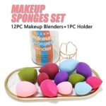 Makeup Sponge Blender Beauty Sponge Set 12pcs and Beauty Foundation Sponge Blender Holder 1PCS