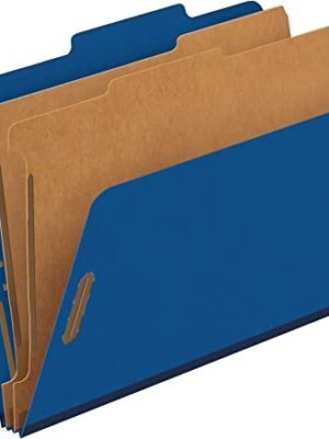 Pendaflex® Classification Folders, 2 Dividers, 2" Fasteners, Letter, Dark Blue, 10/Box (24132P)