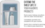 Chefman Portable Mirrored Personal Fridge 4 Liter Mini Refrigerator Skin Care, White