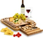 Premium Cheese Board and Knife Set - Bamboo Wood Charcuterie Board Set & Cheese Board Accessories Set