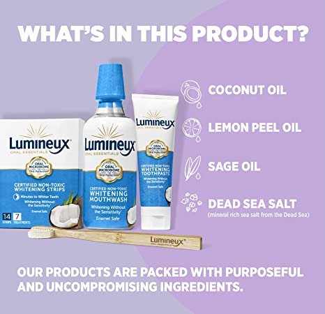 Lumineux Teeth Whitening Kit -Certified Non-Toxic, Fluoride Free & Dentist Formulated