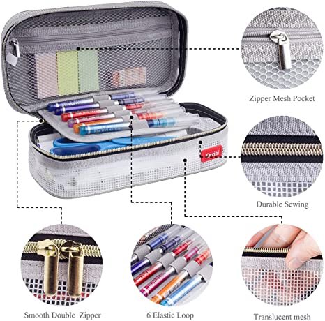 Orrini Pencil Case Pen Case Pencil Bag Pen bag Organizer Pouch Holder (Gray)