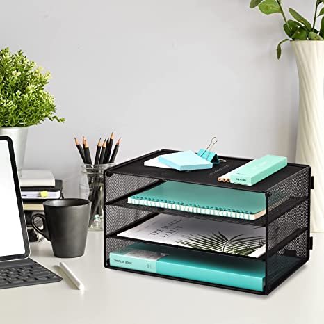 EASEPRES Paper Organizer Tray, 3 Tier , Black