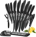 MIDONE 17 Pieces German Stainless Steel Kitchen Knife Set