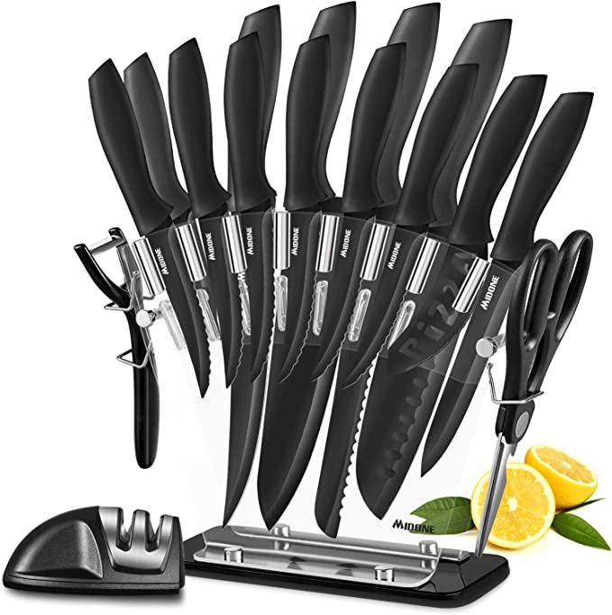 MIDONE 17 Pieces German Stainless Steel Kitchen Knife Set